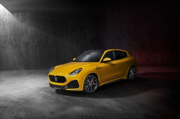 Exterior of yellow 2025 Maserati Grecale Trofeo.