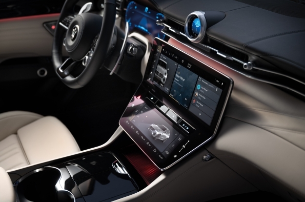 Interior of 2025 Maserati Grecale showing screens.
