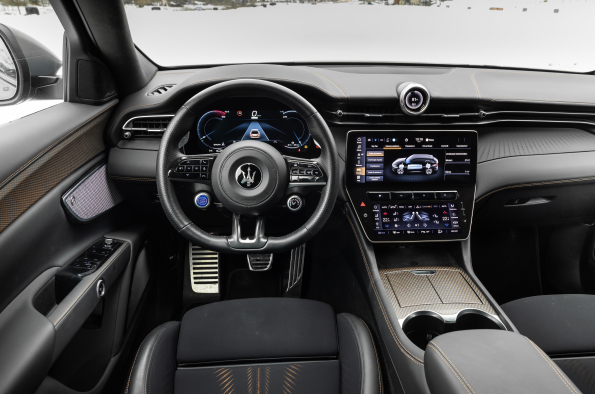 Interior of 2025 Maserati Grecale Golgore showing driver's seat.