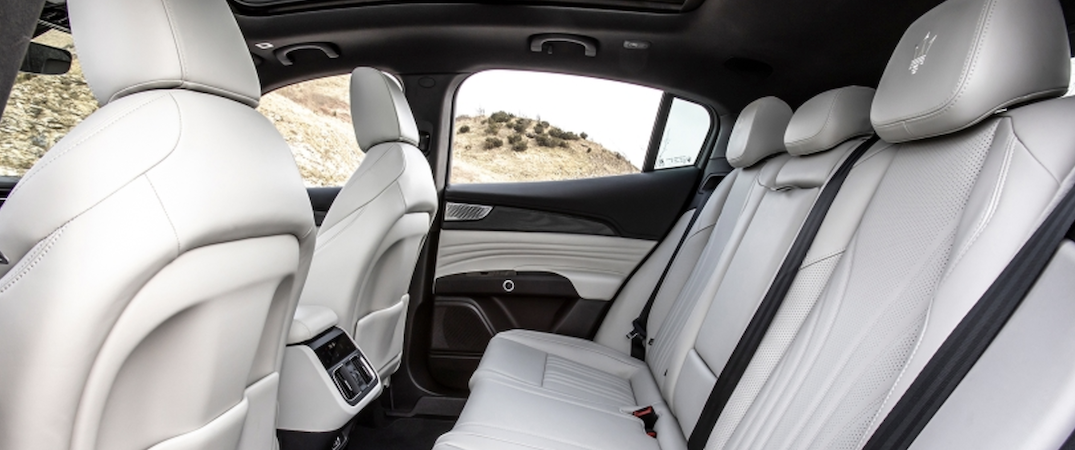 The clean, white interior of the 2025 Maserati Grecale.