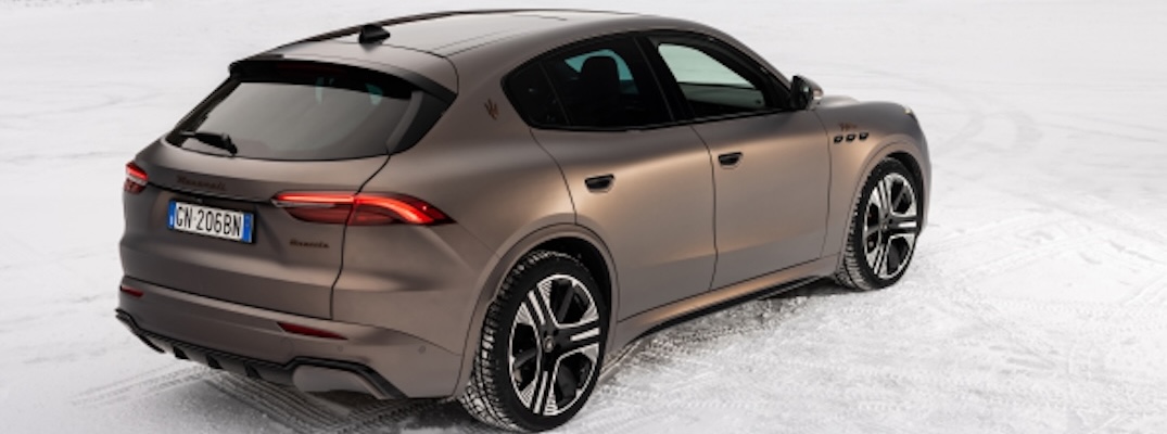 Closerup of the rear of the 2025 Maserati Grecale Folgore Rame.