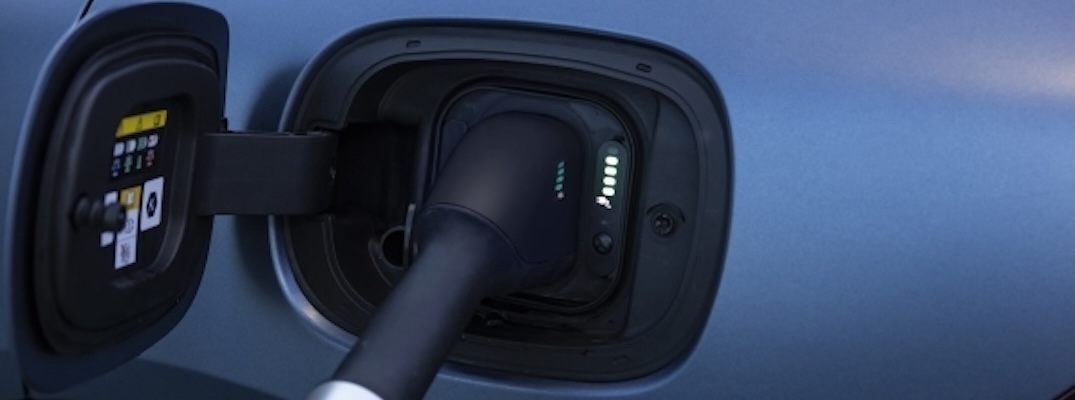 Closeup of charging port in the 2025 Maserati Grecale Folgore.